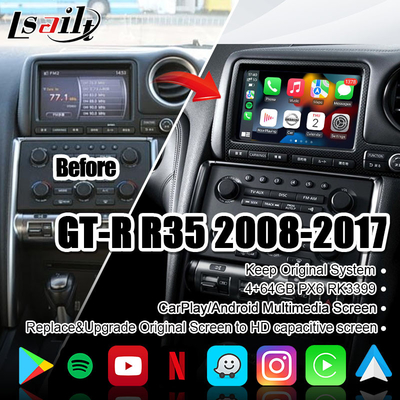 Lsailt-Auto-Multimedia-Schirm für GT-r GTR R35 mit 4+64GB drahtloses CarPlay, Verbesserungs-Anzeige