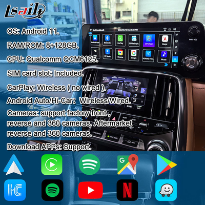 Lsailt Qualcomm Android Video-Schnittstelle für Lexus LX600 LX500d RX ES NX 2021- Unterstützung von YouTube, NetFlix, Wireless CarPlay
