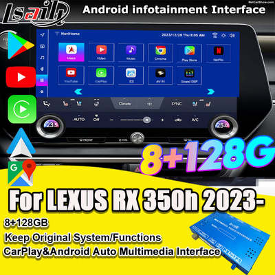 Android Multimedia Video-Schnittstelle für RX350h RX500H 2023-2024 NX LX GX ES NetFlix, YouTube, Sim Card Slot enthalten