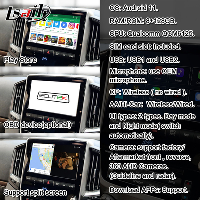 8+128GB Qualcomm Android Multimedia Video-Schnittstelle für Land Cruiser 2013-2021 LC200, VX_R, GX_R mit drahtlosem CarPlay