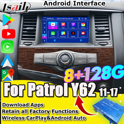 Lsailt 8+128G Android 13 Smart Infotainment Modul für Nissan Patrol Y62 2010-2020 inklusive drahtlosem CarPlay, NetFlix