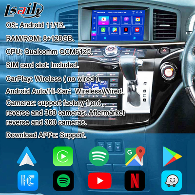Android 13 8G Android Smart Infotainment Modul für Nissan Elgrand E52 2010-Inklusive CarPlay, YouTube, Kopfschirm