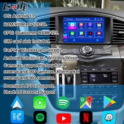 Lsailt Android 13 Smart Android Infotainment Modul für Nissan Quest 2011-2022 unterstützt drahtloses CarPlay, NetFlix