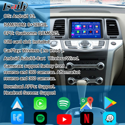 Lsailt 8G CarPlay/Android Multimedia-Schnittstelle für Nissan Murano, Quest, Patrol Infiniti QX mit NetFlix, Google Map