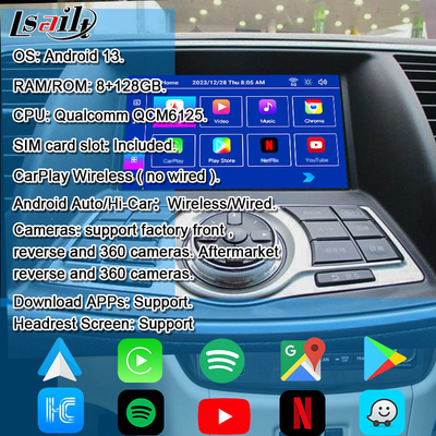 Nissan Multmedia Interface für Teana J32 Murano Quest Patrol Android 13 Infotainment Modul mit NetFlix, YouTube