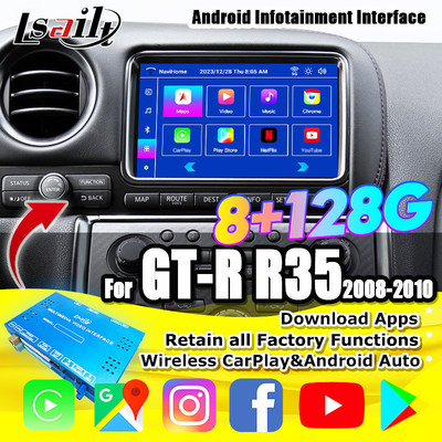 Drahtlose CarPlay-Schnittstelle/Android-Infotainment-Modul für GT-R GTR R35 2008-2010 JDM-Modell enthalten NetFlix, YouTbe