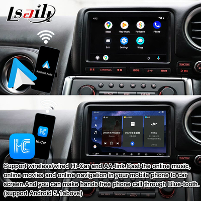 Lsailt Android Multimedia-Schnittstelle für GT-R GTR R35 2011-2016 Drahtlose Carplay-Schnittstelle inklusive YouTube, GPS,8+128 GB