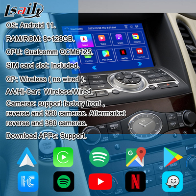 Lsailt 8G Android Infotainment Modul für Infiniti EX QX50 2008-2017 inklusive drahtloses CarPlay, YouTube, NetFlix