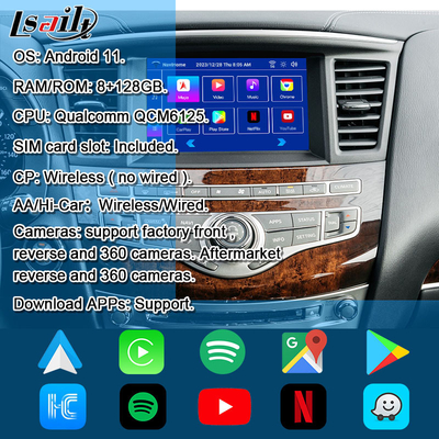 Lsailt 8G Android Multimedia-Schnittstelle für Infiniti QX60 JX35 2011-2020 Integrierte drahtlose CarPlay, Android Auto
