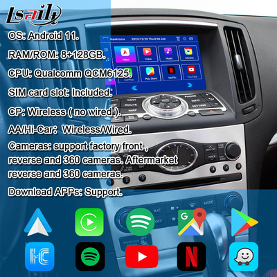 Lsailt 8G Android Multimedia-Schnittstelle für Infiniti Q40 Q60 G37 G35 Infotainment-Modul integrierte drahtlose CarPlay