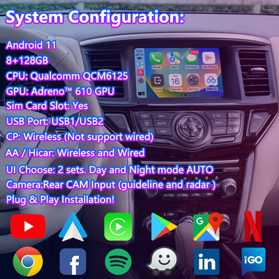 Lsailt Android Video Interface für Nissan Pathfinder R52 mit Wireless Carplay Android Auto