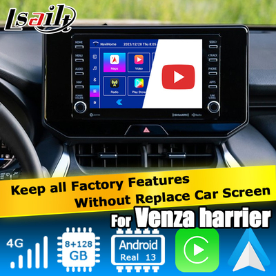 Toyota Harrier Venza Android 13 Multimedia-Videooberfläche 2019-derzeit drahtloses Carplay Android Auto