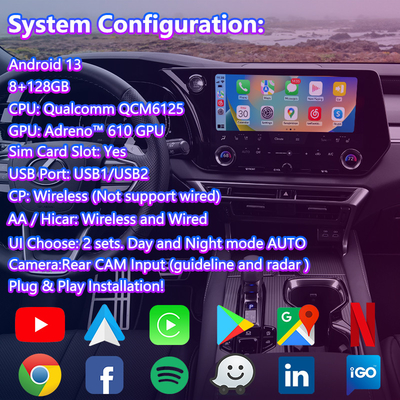 Lsailt Android Carplay Multimedia-Video-Schnittstelle für 2023-Gegenwärtige Lexus RX RX350 RX350h RX450h RX500h AL30