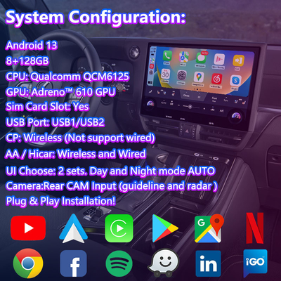 Lsailt Android Carplay Multimedia Video-Schnittstelle für 2024-Gegenwärtige Lexus GX GX550