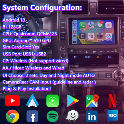 Lsailt Android Multimedia Video-Schnittstelle für 2013-2021 Lexus GX 460 GX460