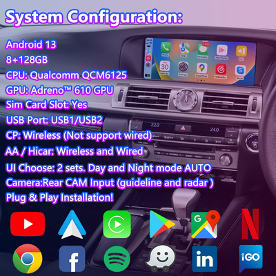 Lsailt 8+128GB Android Multimedia Video-Schnittstelle für 2012-2017 Lexus LS460 LS 600h 460L