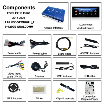 Lexus Android-Bildschirm Android 13 Multimedia Display 8 Core Qulcomm für LEXUS IS200T IS300H IS350 Unterstützung für Joysticksteuerung, YouTube, Google Play, CarPlay