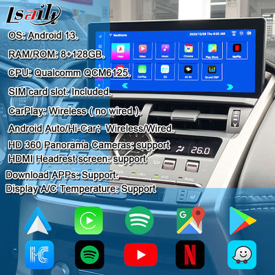 Lexus Android-Bildschirm 8 Core Qulcomm Multimedia-Display für LEXUS NX200T NX300H 2014-2021 Unterstützung für Joystick Rotary Knot Control, YouTube, Google Play, CarPlay