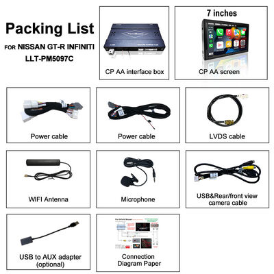 Lsailt 7 Zoll drahtloser Android Auto CarPlay-Bildschirm für Infiniti G37 G25 G35 Skyline 370GT (V36) Q40 2007-2014 HD Touch Display