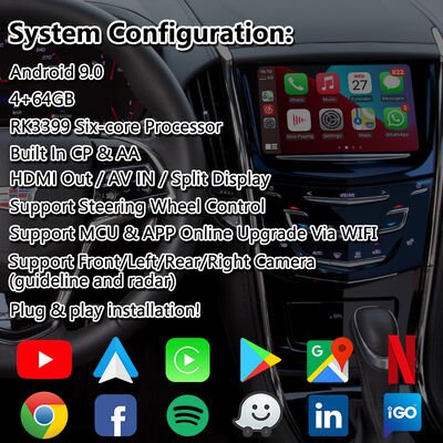 Lsailt Android Navigation Video Interface für 2014-2019 Cadillac ATS CUE System mit Carplay