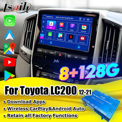 Android 13 Multimedia Video Interface für Land Cruiser LC200 VXR VX GXL Sahara V8 2013-2021 OEM Bildschirm-Upgrade mit kabellosem CarPlay, YouTube