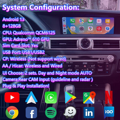 Lsailt Android Car Multimedia-Schnittstelle für Lexus GS300h GS200t GS350 GS450h GSF GS L10 2016-2020