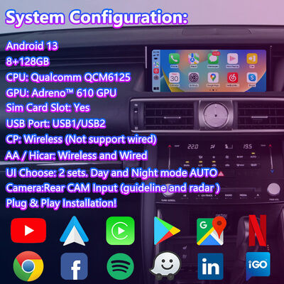 Lsailt Android Carplay-Schnittstelle für Lexus IS200T IS300H IS350 IS300 F Sport AWD IS XE30 2017-2020