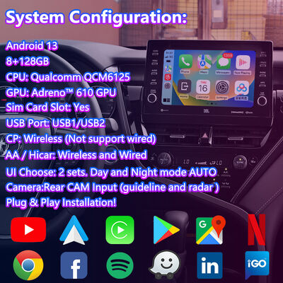 Lsailt Android Carplay Navigation Video Interface für 2021-2024 Toyota Camry Hybrid XSE XLE SL SE XV70