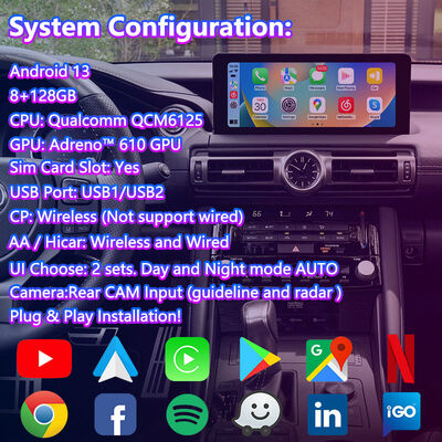 Lsailt Android Carplay Multimedia-Schnittstellen-Bildschirm für 2020-Present Lexus IS 300h IS300 IS350 IS500 IS300h