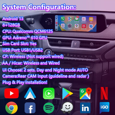 Lsailt Android Carplay Multimedia-Bildschirm für 2018–2021 Lexus UX 300e UX200 UX250h UX300e