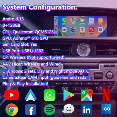 Lsailt Android-Navigations-Multimedia-Bildschirm für 2012-2018 Lexus ES 300h ES250 ES350 ES300H