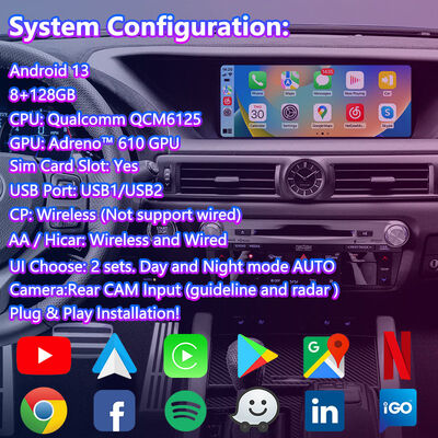 Lsailt Android Carplay Multimedia-Bildschirm für 2012-2020 Lexus GS 200t GS300h GS250 GS350 GS450h GSF GS200t